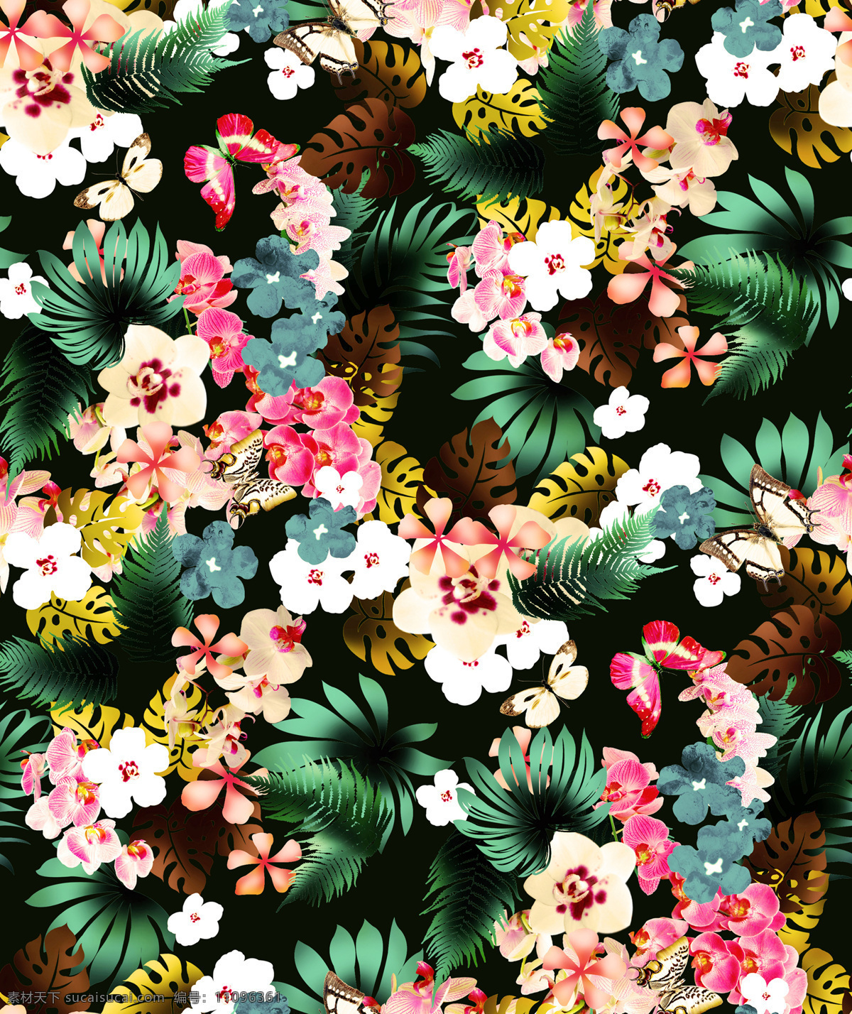 热带雨林碎花 数码印花 服装面料 碎花 高清 抽象 花 花素材 花元素