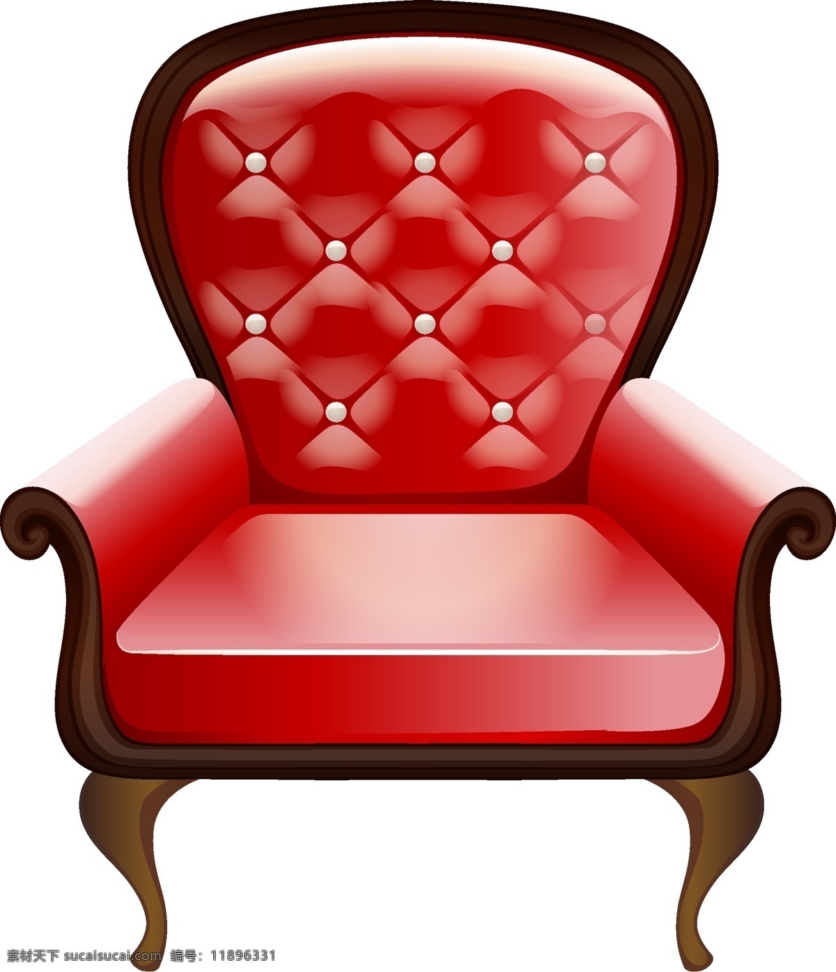 时尚 复古 红色 真皮沙发 矢量图 沙发 透明元素 ai元素 免抠元素