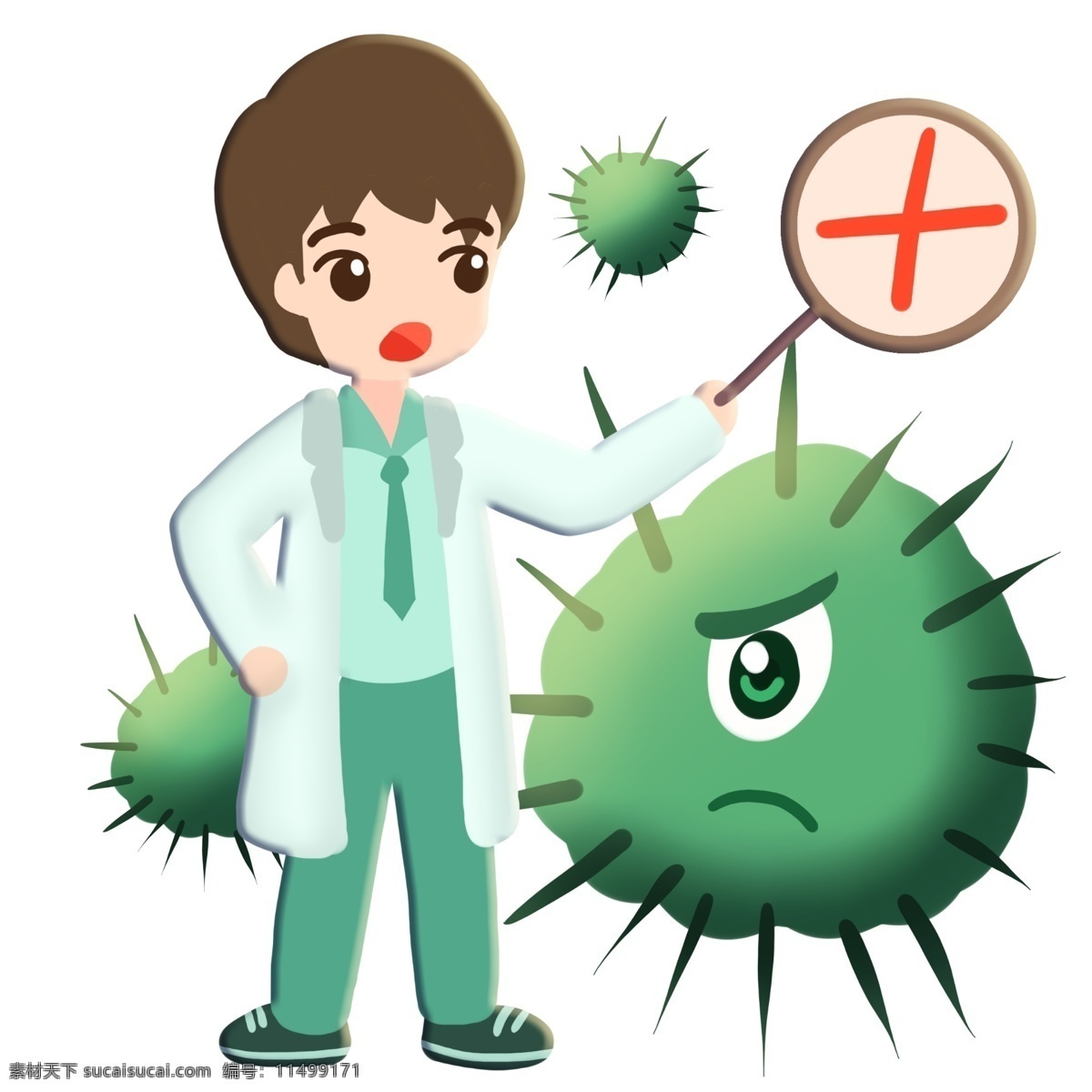 医生 毒刺 病毒 细菌 卡通 禁止 治疗 制服 医学 生物 害怕 冷笑 疾病 生病 菌体 菌状 细胞