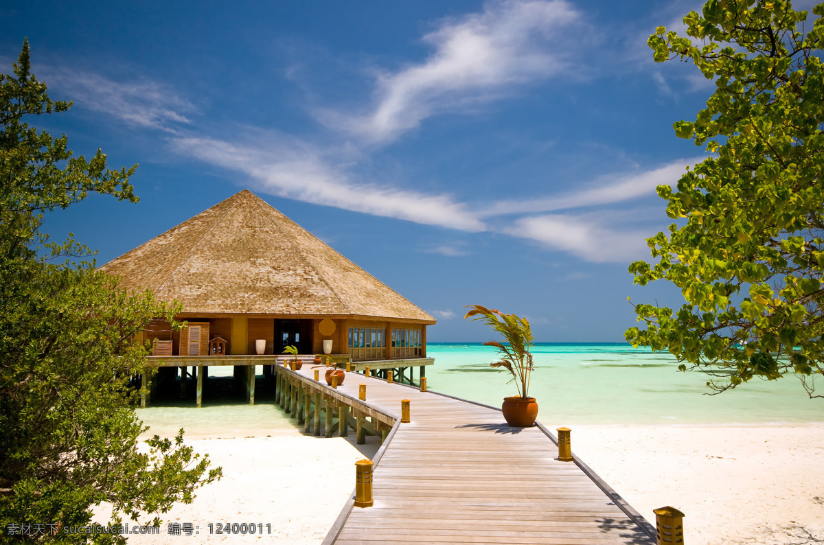 马尔代夫 风景图片 海岛 蓝天白云 茅草屋 沙滩 海洋 马尔代夫海边 海滩 木桥 国外旅游摄影 自然风景 旅游摄影