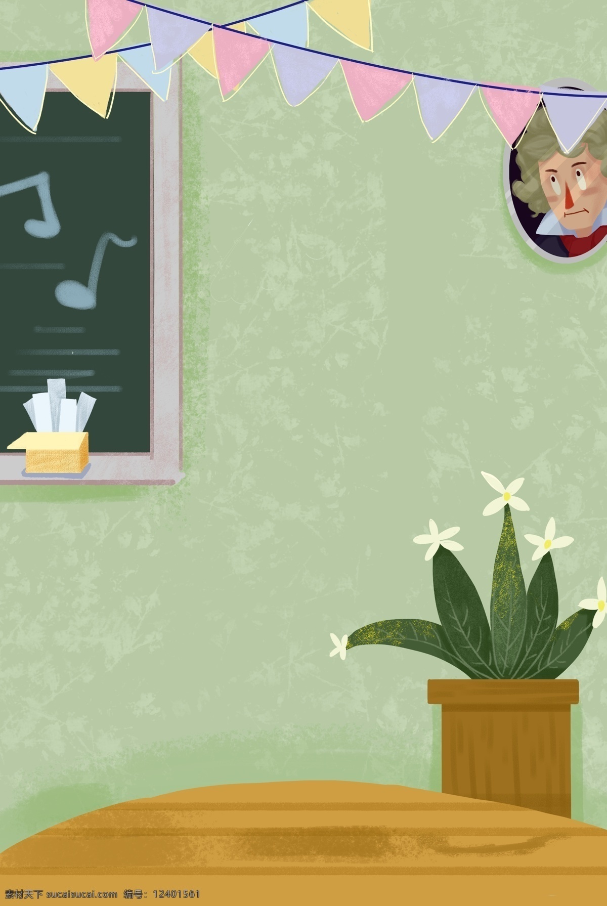 室内 音乐 教室 背景 木地板 教室背景 音乐教室 音乐氛围 插画背景 盆栽 授课 淡雅的颜色