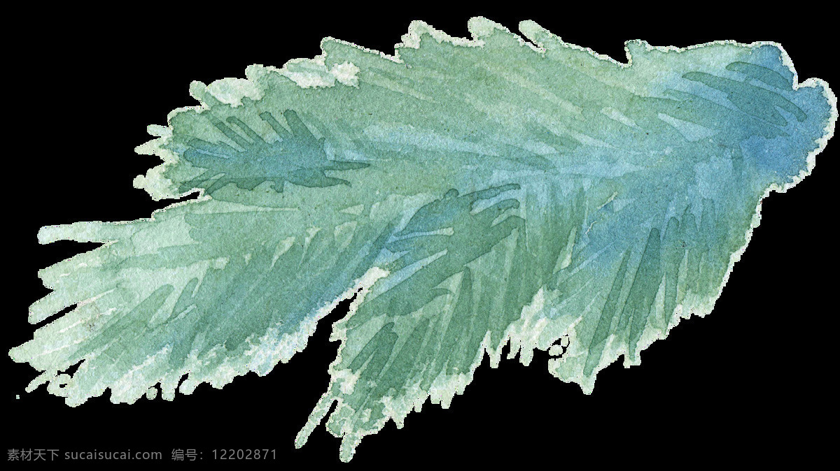 手绘 松柏 树叶 树枝 水彩 透明 蓝色 免扣素材 墨绿色 透明素材 针叶 装饰图片