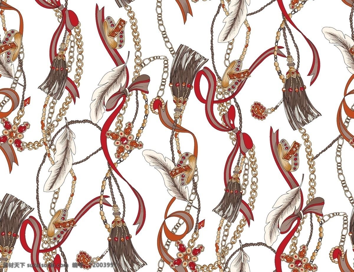 印第安 风格 链条 图腾 羽毛 印花 印第安风格 绳索 数码印花 民族风