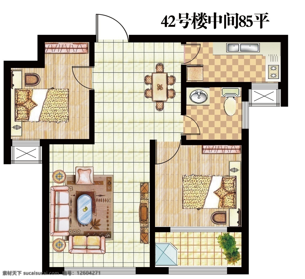 户型图设计 户型图 房产 房地产 沙发 床 客厅 厨房 地板