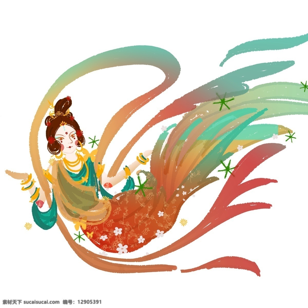 中国 风 古装 仙女 插画 元素 中国风 古风 人物 psd设计