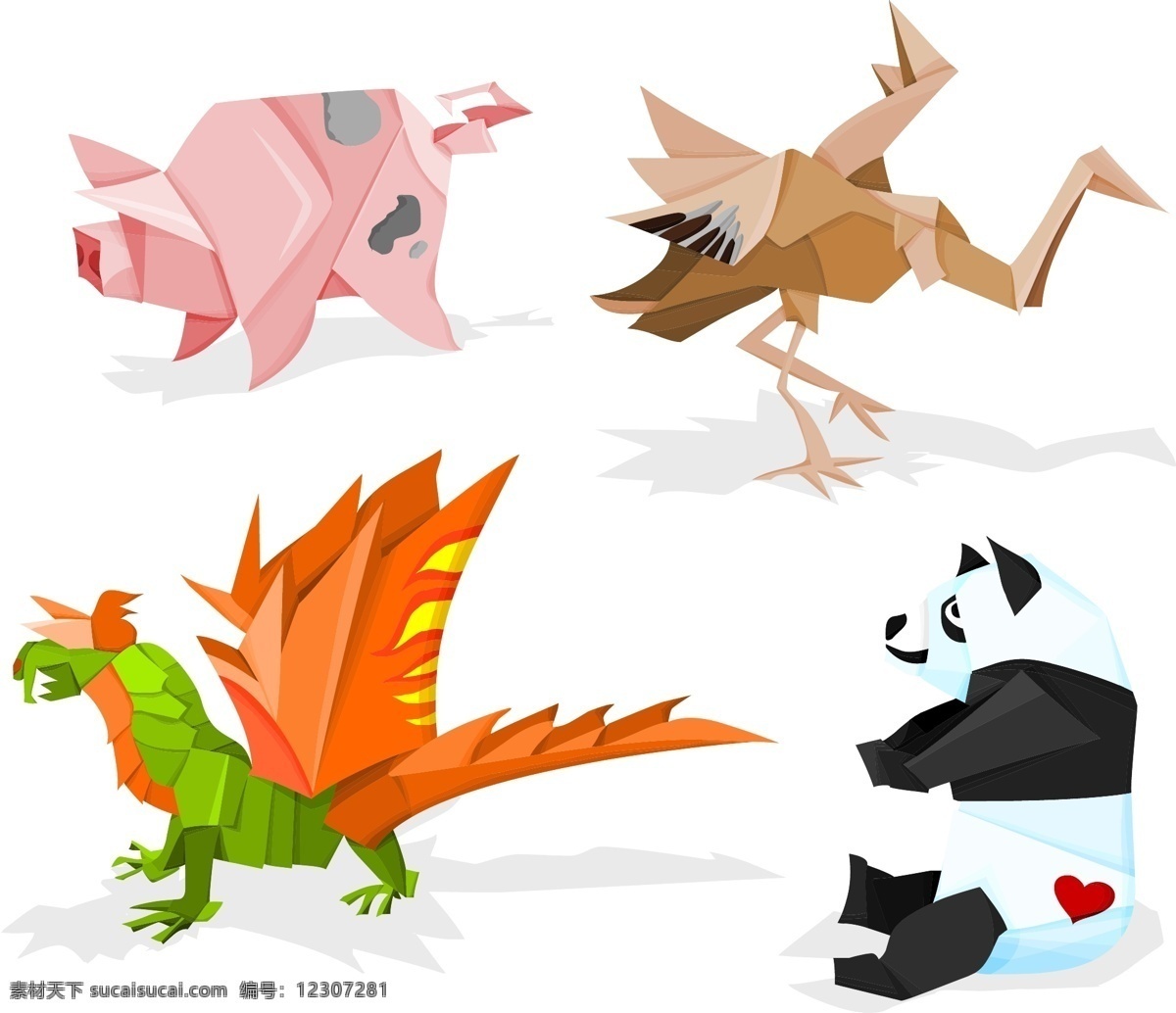 各种 折纸 动物 矢量 材料 向量的动物 矢量图 矢量人物