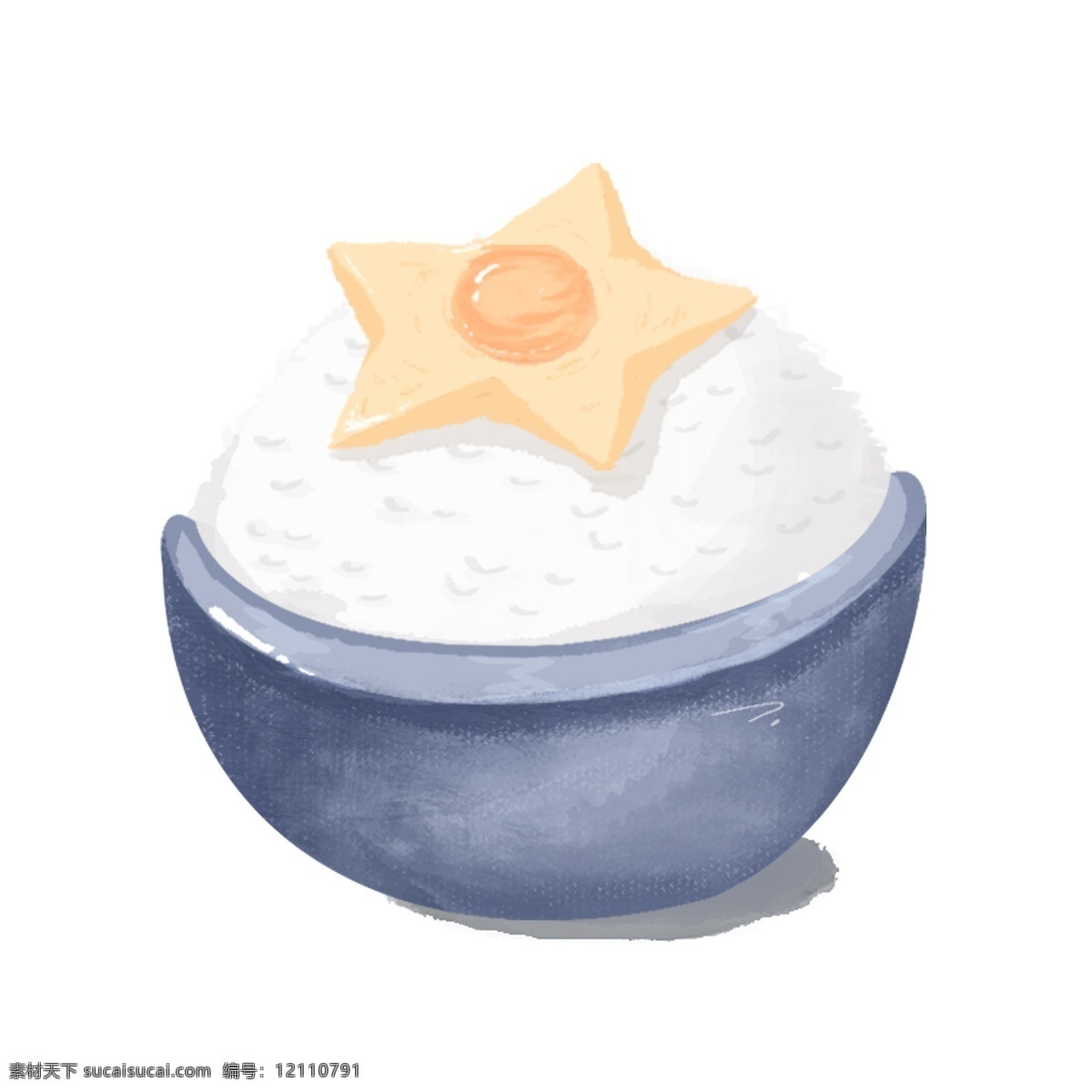 清新 蓝 碗装 日式 米饭 星形 鸡蛋 手绘 元素 吃货节 星形鸡蛋 蓝色碗 日式米饭 日本美食 日式料理 手绘插图 配图