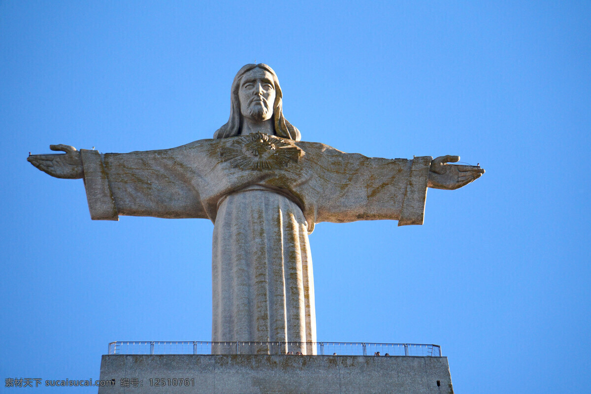 里斯本 大 耶稣 葡萄牙 cristo rei statue 基督 山 纪念碑 景点 基督教 蓝天 旅游摄影 国外旅游