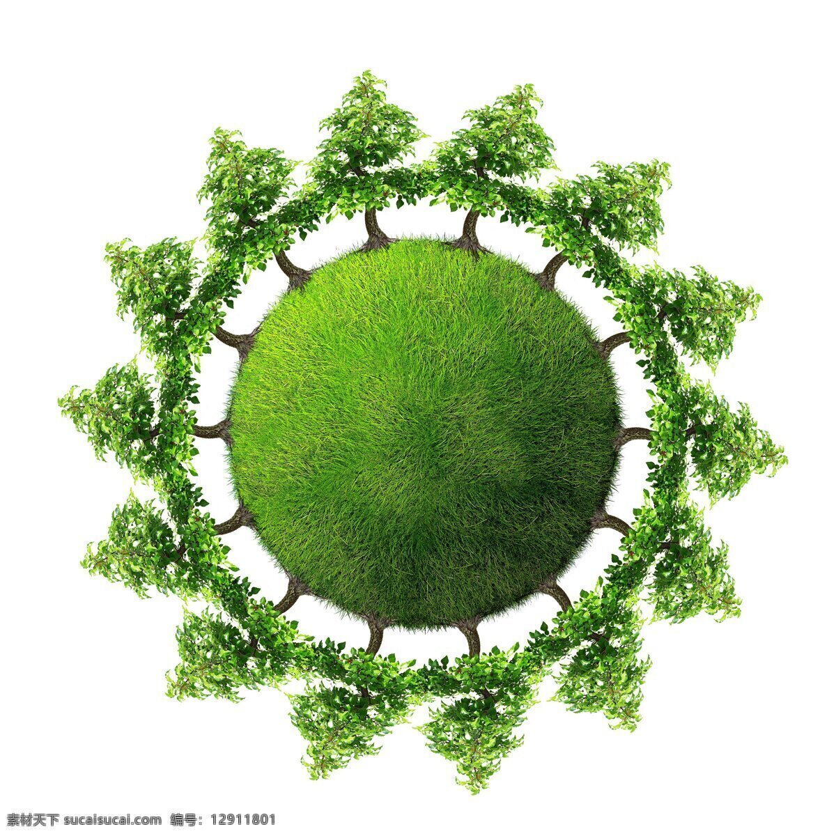 绿色地球小树 环保 自然 地球 小树围绕 树木树叶 生物世界