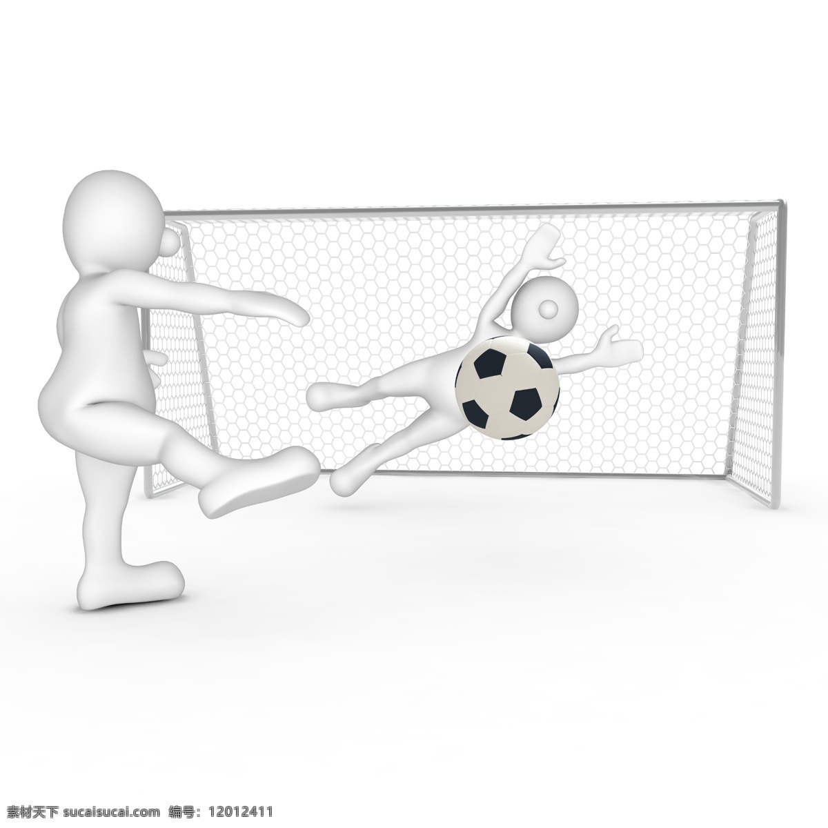 3d人物 3d设计 3d小人 踢球 踢足球 足球比赛 足球运动 踢 足球 设计素材 模板下载 进球 守门员 白色小人 矢量图 日常生活