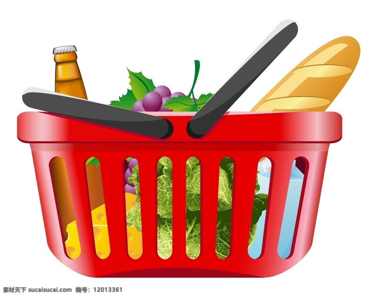 食品 购物 筐 矢量图 其他矢量图