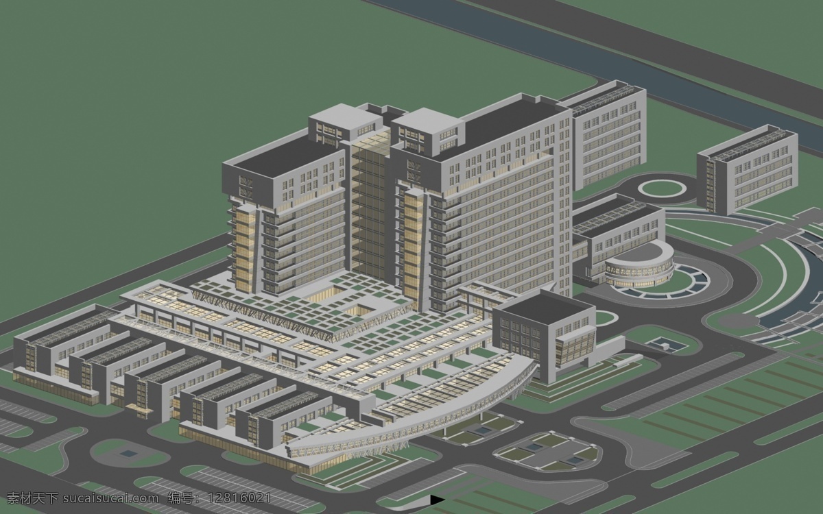 简单 大气 型 公共 建筑 商业 办公楼 工业园 办公楼工业园 3d办公楼 3d模型素材 建筑模型