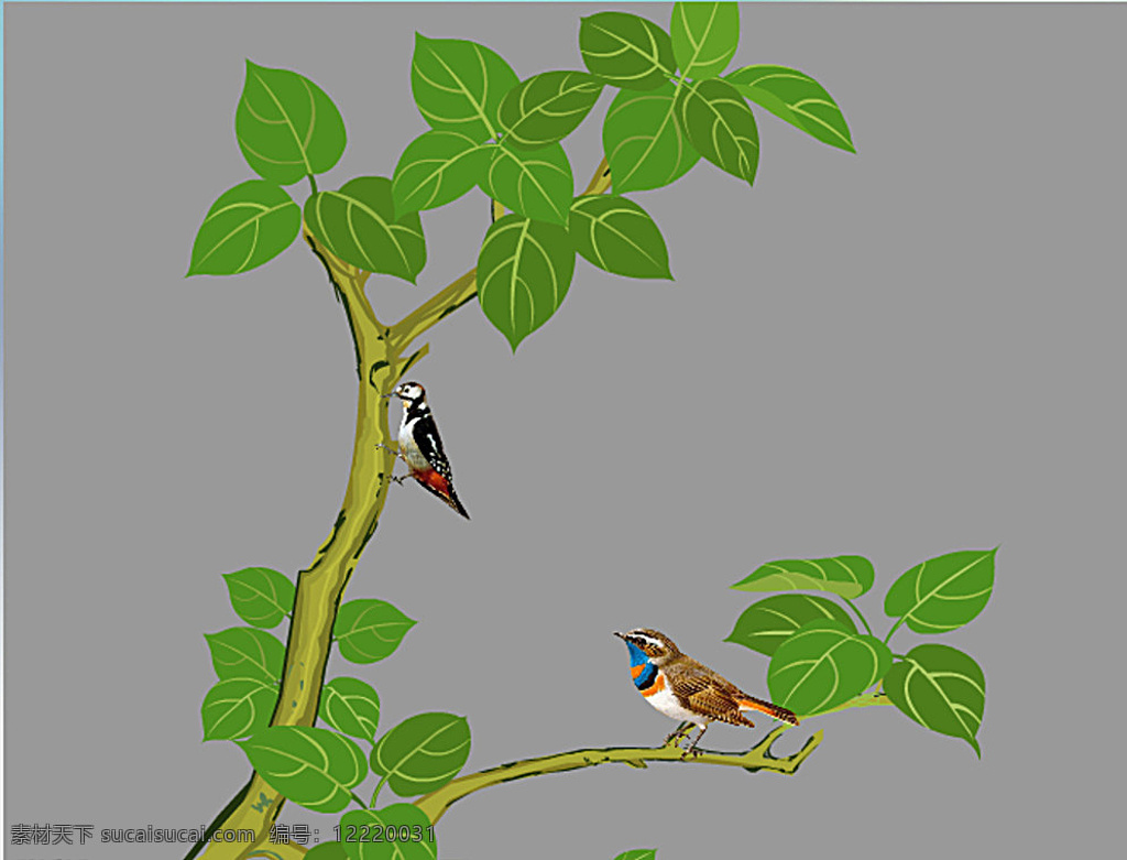 小鸟 树上 栖息 flash 动画 多媒体 动画素材 swf 灰色