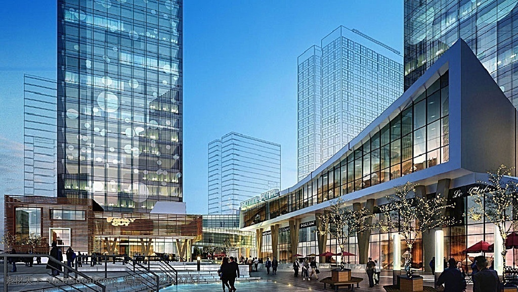商场 夜景 商业 广场 效果图 商业广场 城市综合体 cbd 万达 ava 品牌 奢侈品 店 地标 商业中心 灯光 人流 街景 办公楼 透视图 环境设计