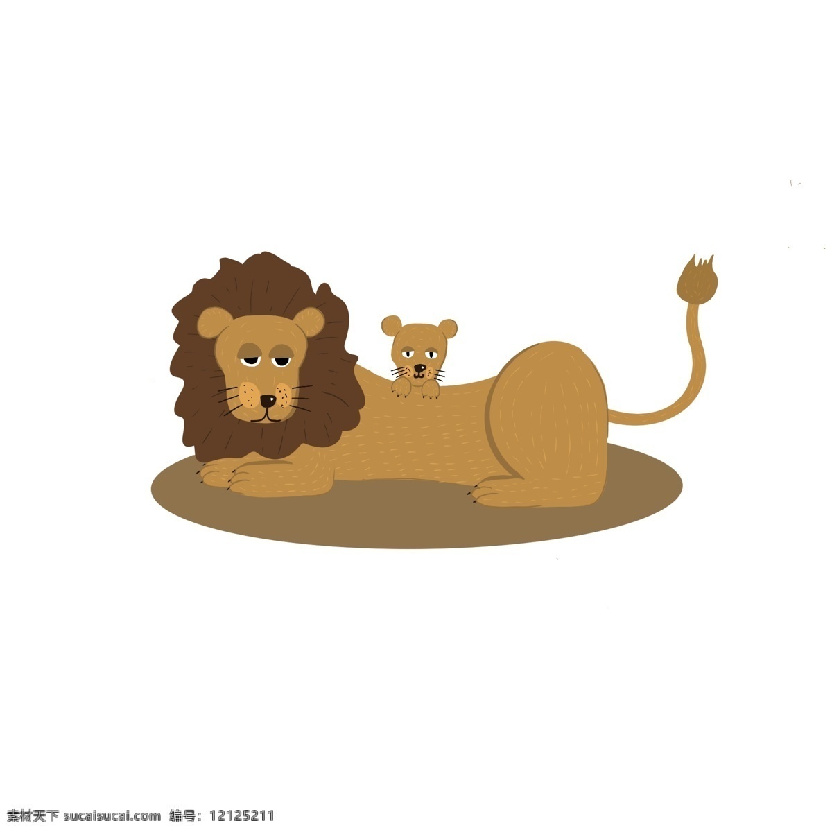 动物 妈妈 孩子 可爱 母爱 狮子 卡通