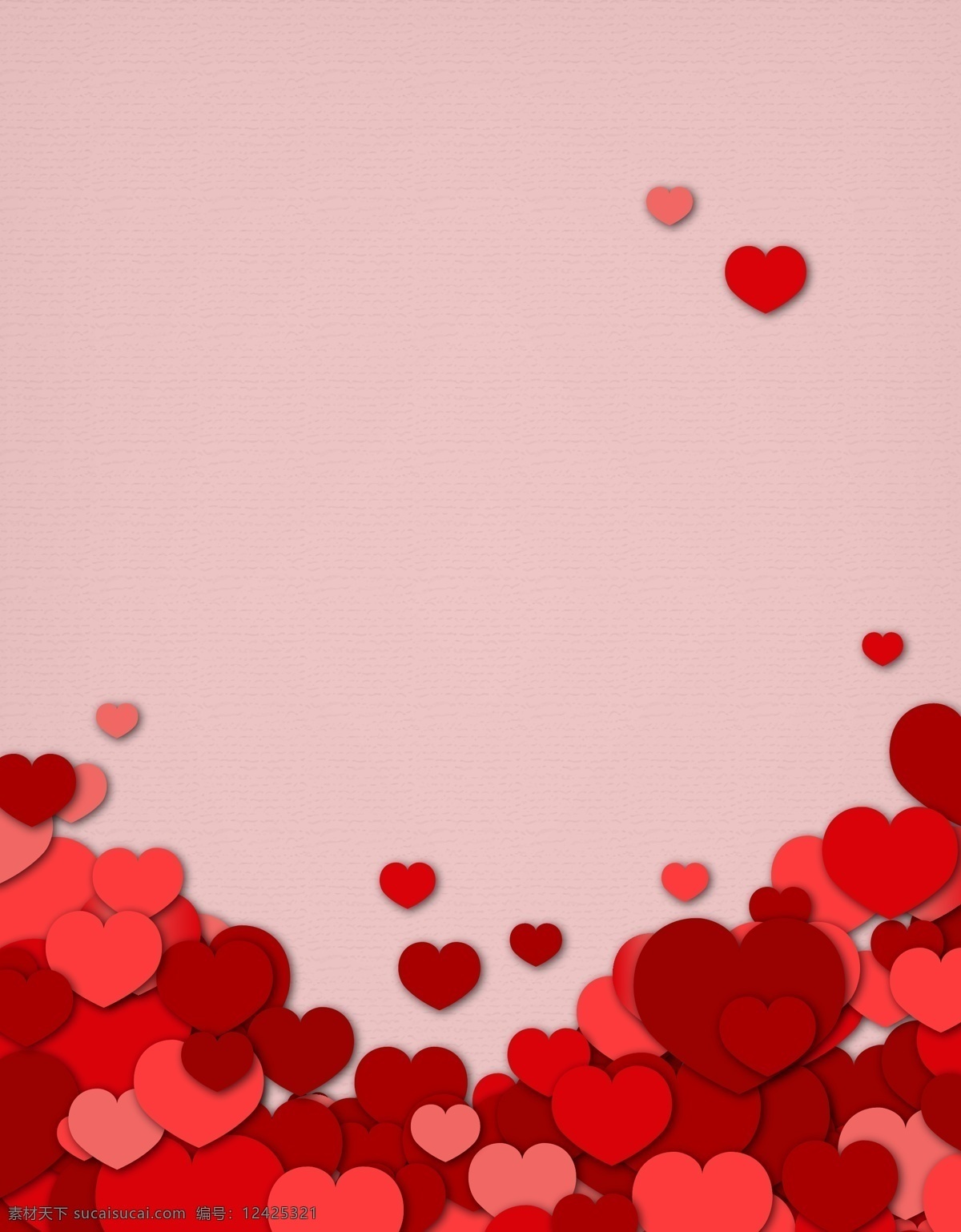 矢量 立体 心形 层叠 花边 背景 红色 婚庆 情人节 海报