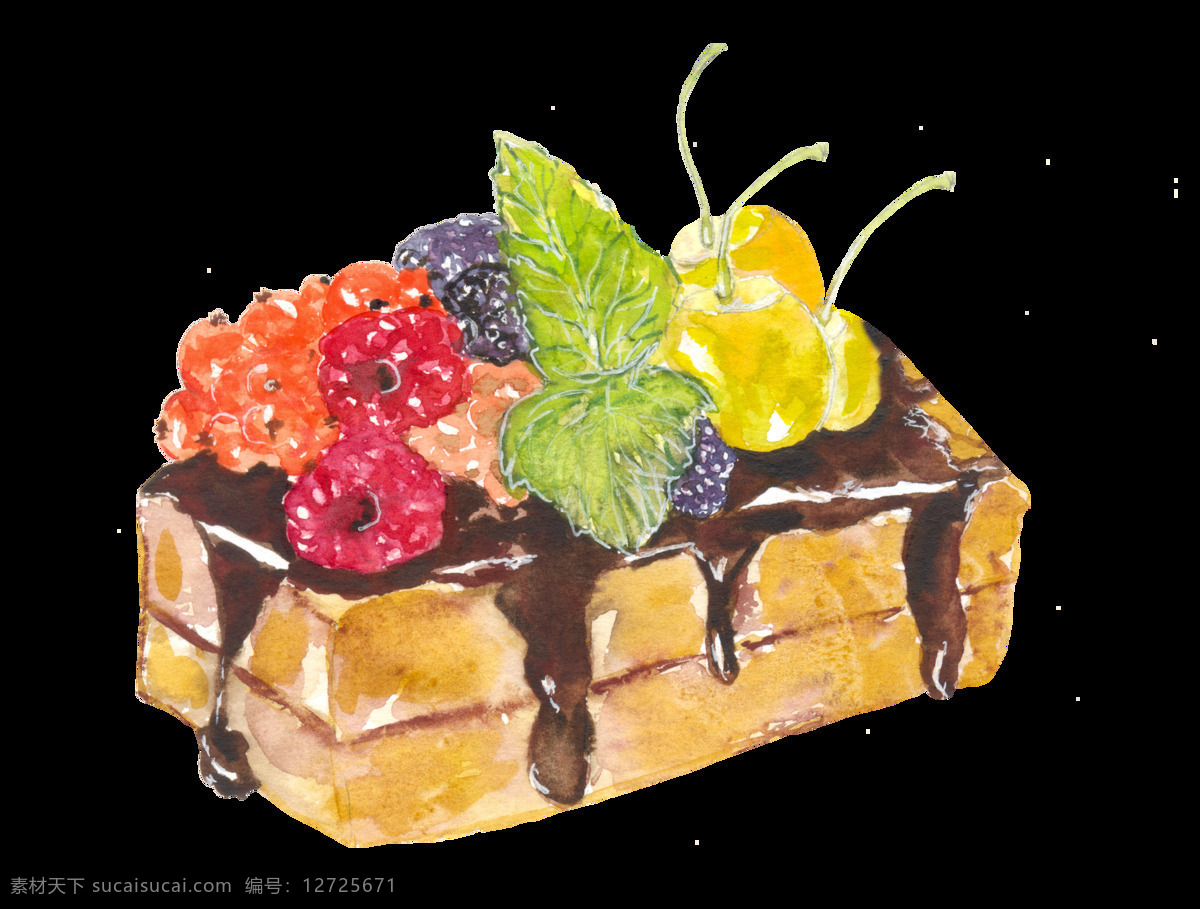 手绘 诱人 水果 蛋糕 透明 逼真 果酱 果实 免扣素材 甜点 透明素材 味道 装饰图片