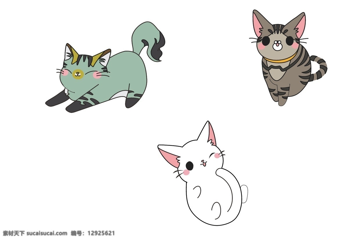 卡通 矢量 小猫 图案 动物 卡通动物 卡通图案 手绘动物 猫咪