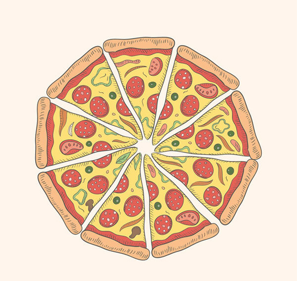 香肠 披萨 俯视图 食物 快餐食品 矢量图 ai格式 美食 白色