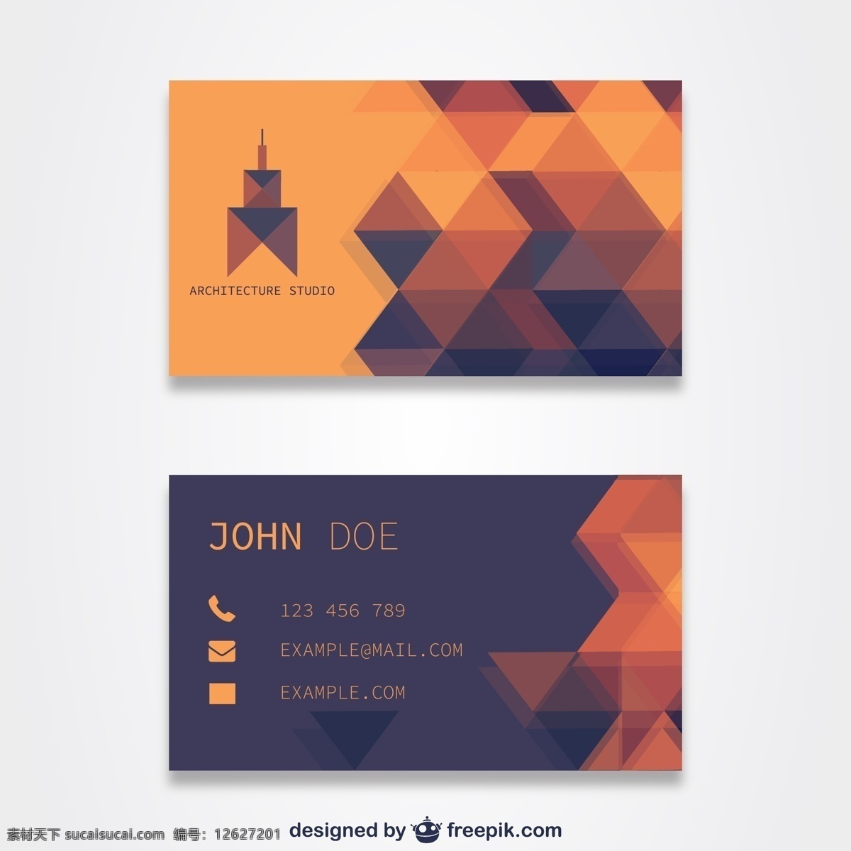 橙色名片 业务 橙色 建筑 工作室 身份 身份卡 商业 卡片 矢量