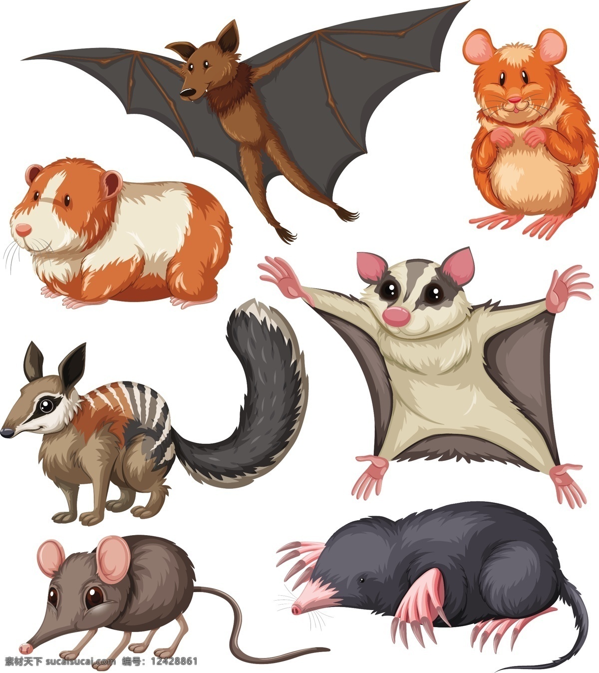不同 种类 小 动物 插画 自然 艺术 绘画 老鼠 插图 野生动物 善良