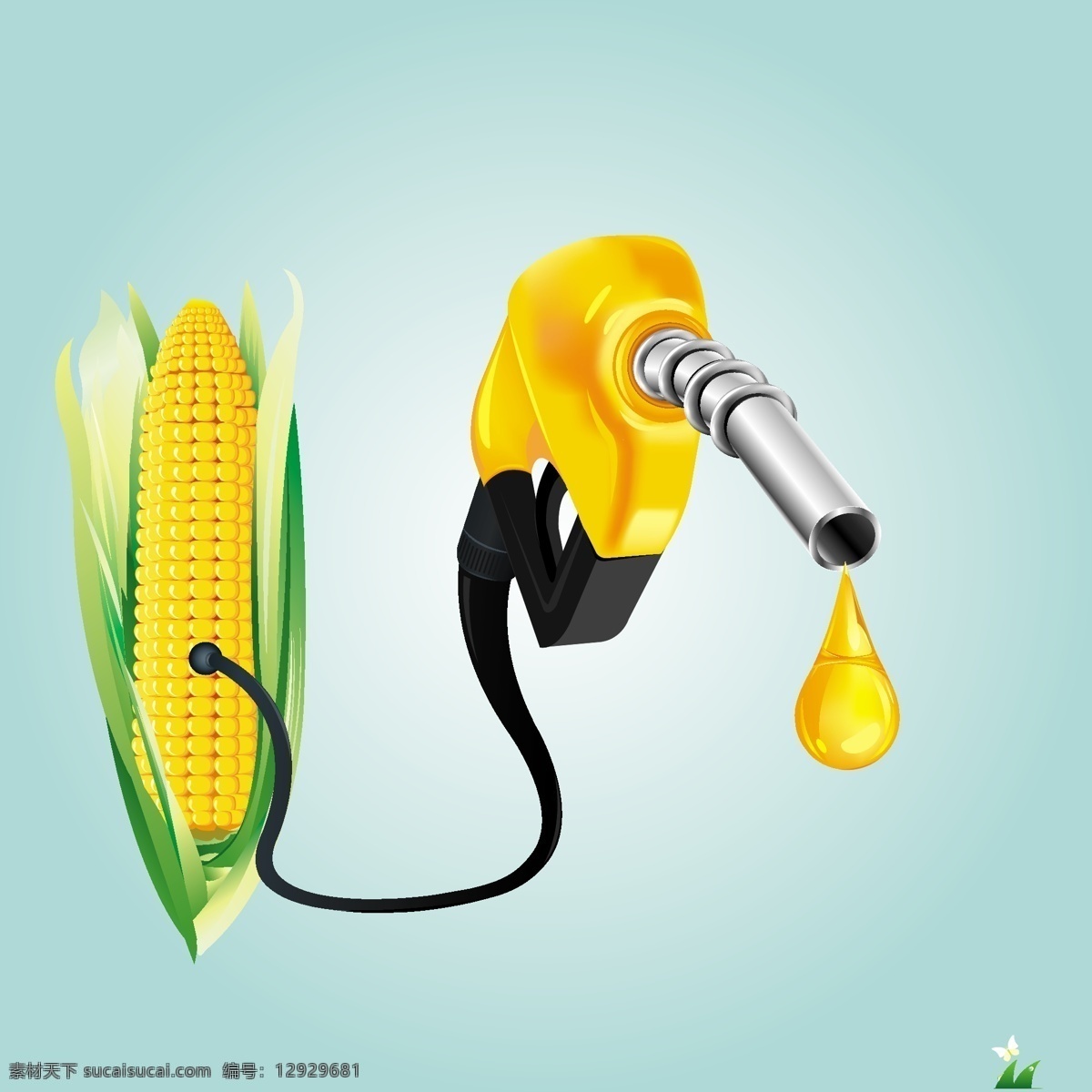 玉米与油 金黄的玉米 食物 食用油 生活食品图片 标志图标 矢量素材 黄色