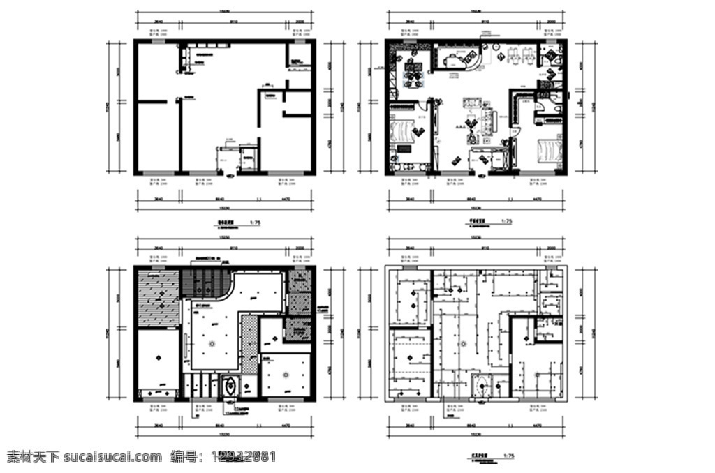 cad 两 室 施工 图纸 平面 方案 施工图纸 厅 高层 户型 图 定制 居室 平面图 居室布局定制 多层