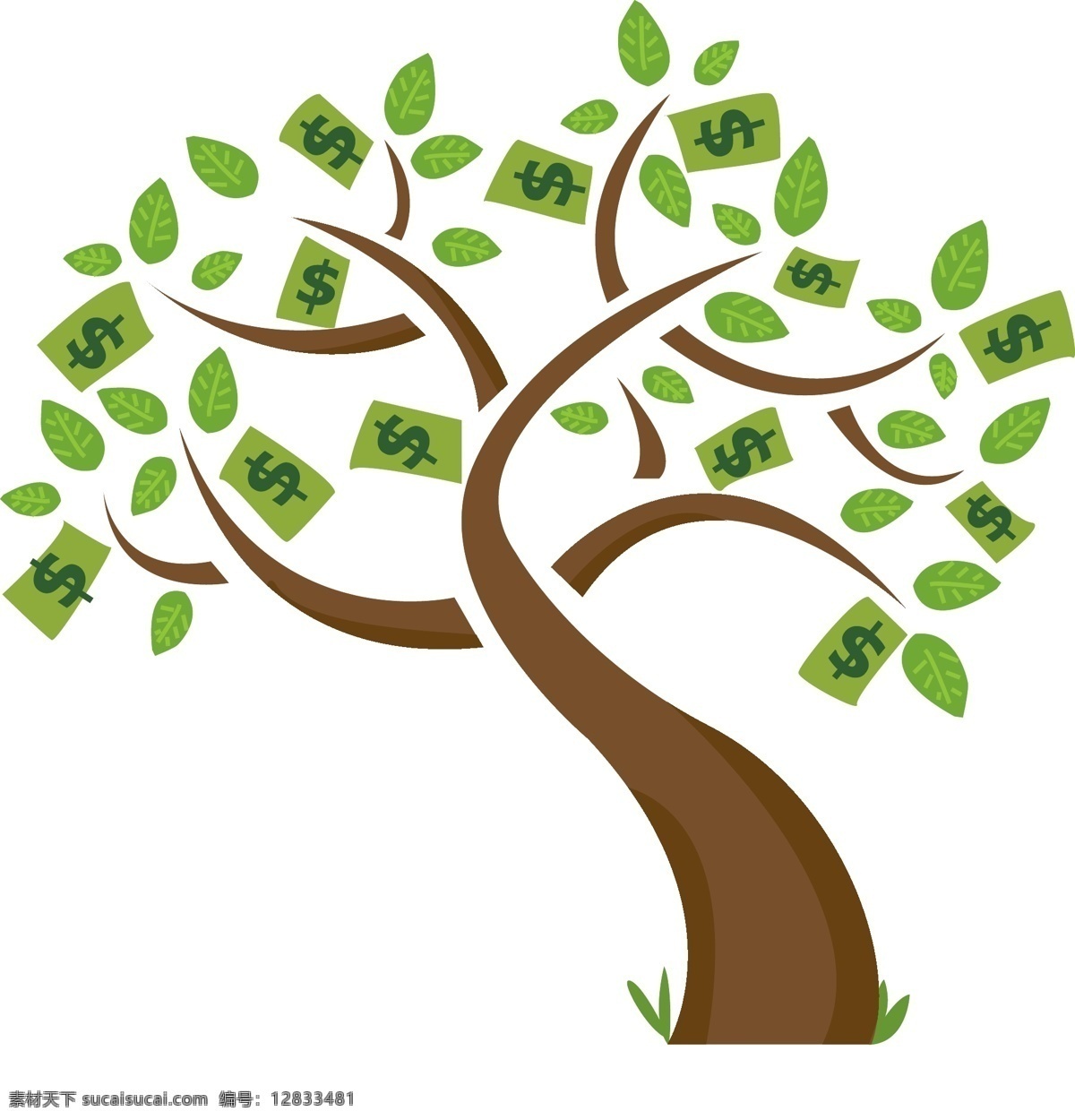 金钱树 树 货币 财政 增长向量 美元 美元符号 绿色 钱树 简约 绘画插图 债务 金融货币 商务金融 矢量