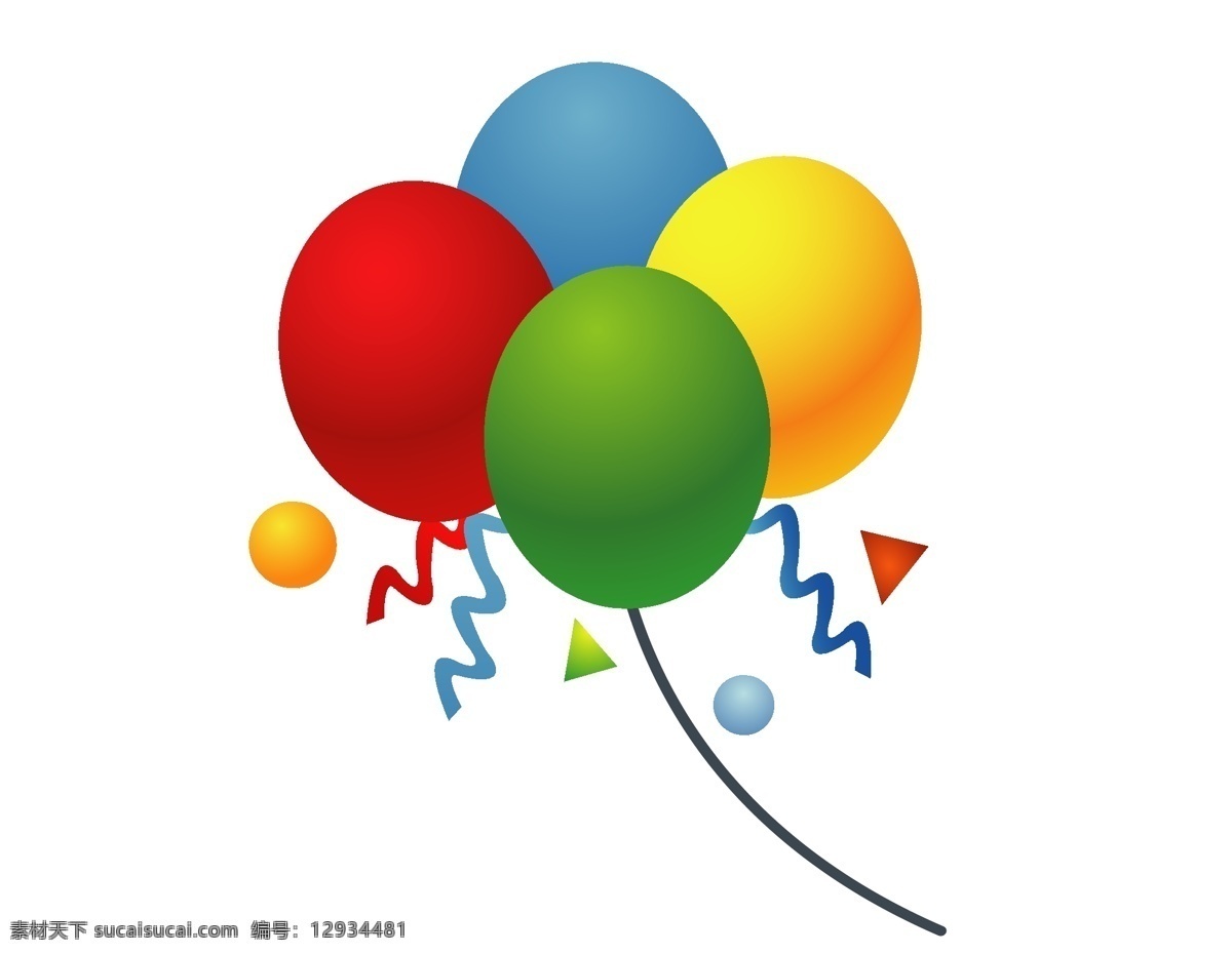 矢量 彩色 气球 节日 元素 飘带 ai元素 免扣元素