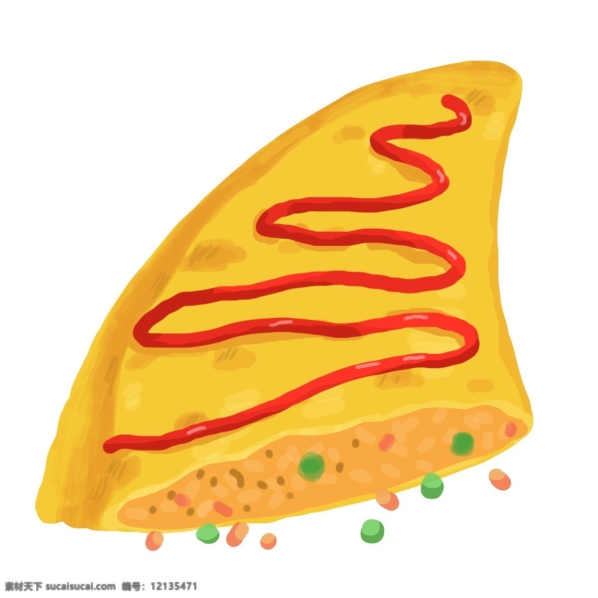 黄色 夹心 小吃 插图 红色番茄 黄色装饰 夹心小吃 美丽的图案 小吃设计 可口的小吃 小吃插图