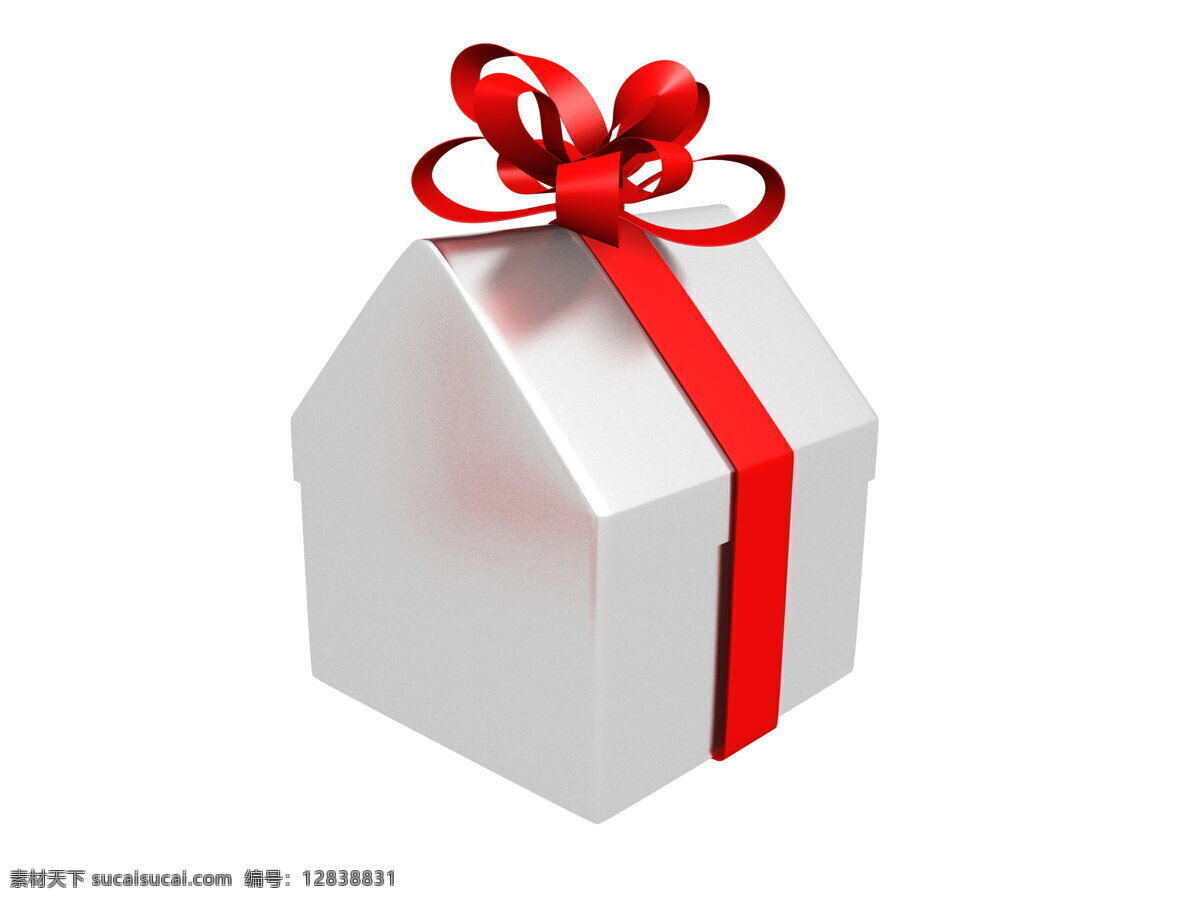 房屋礼盒 3d 3d设计 白色 彩带 房屋 房子 红丝带 家居 礼物 礼盒 礼品盒 装饰 装修 3d模型素材 其他3d模型