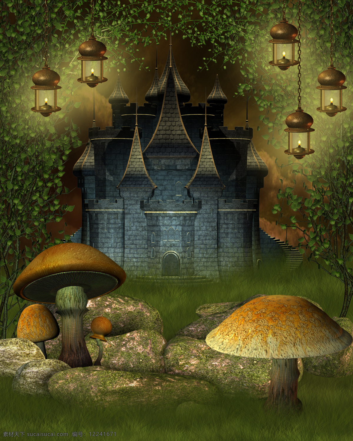 梦幻 城堡 风景 城堡风景 古堡 梦幻风景 蘑菇 自然风景 美丽风景 美景 景色 城堡图片 风景图片