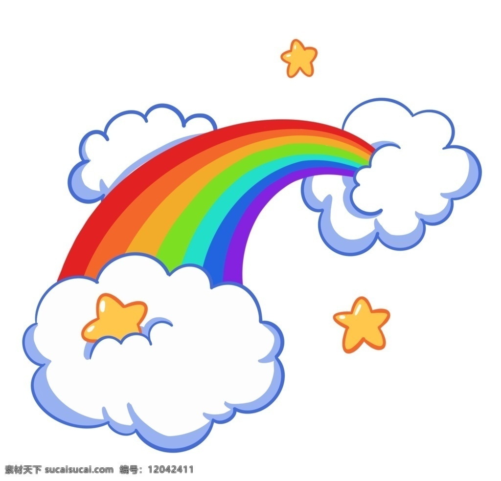 卡通云朵 两片云朵 卡通彩虹云朵 漂亮彩虹 彩虹云朵