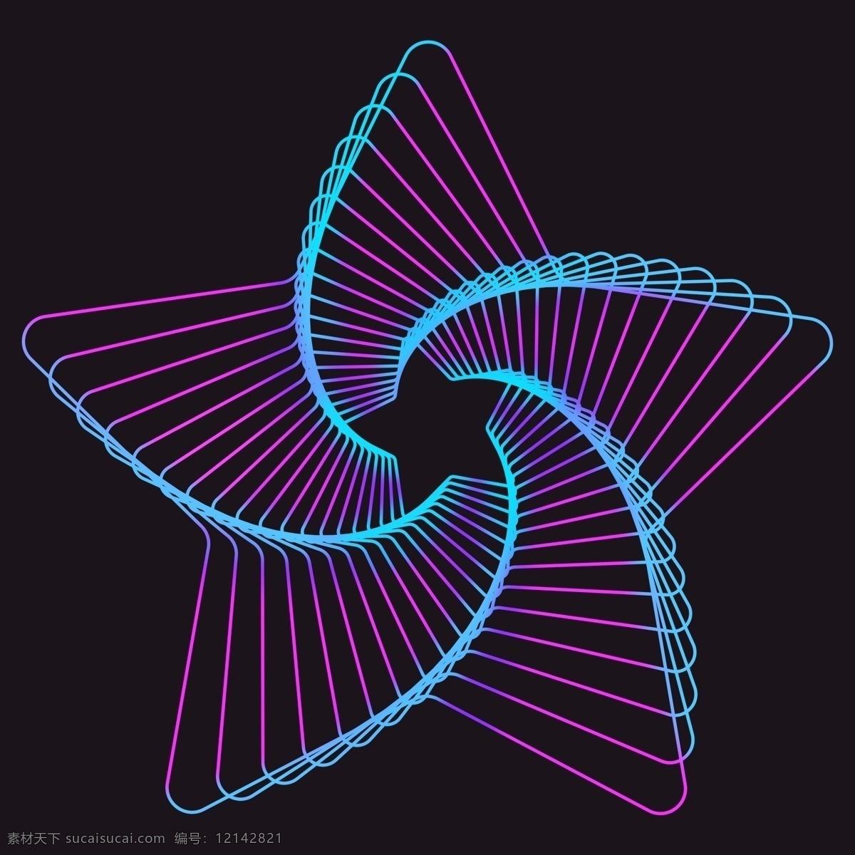 商用 科技 风 渐变 线条 元素 五角星 波纹 装饰 图案 蓝色 粉色