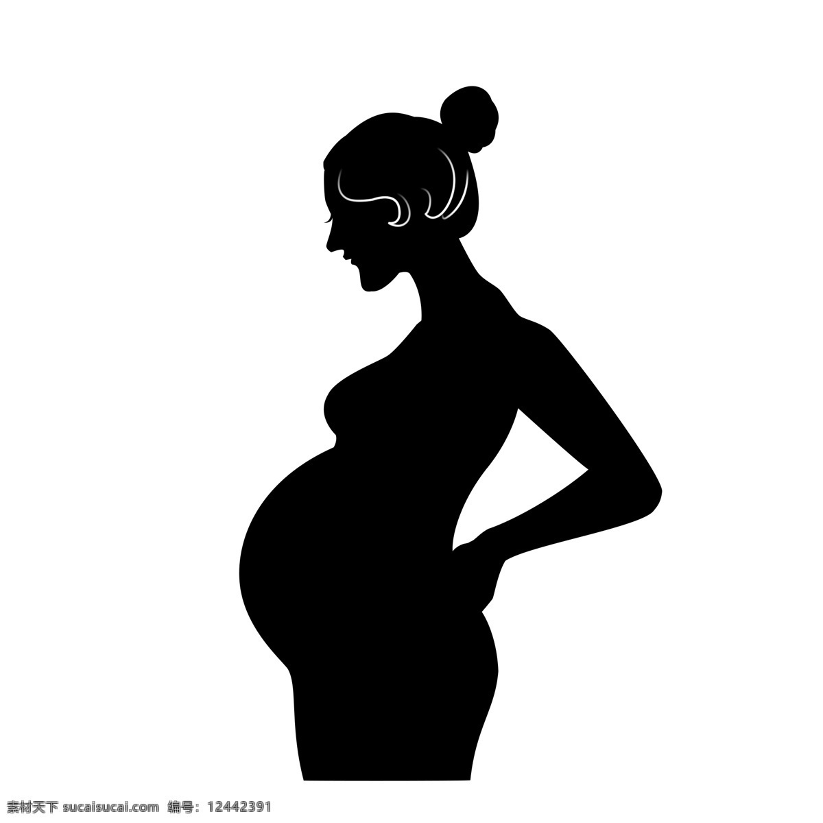 孕妇宝妈侧身剪影素材图片下载-素材编号12442391-素材天下图库