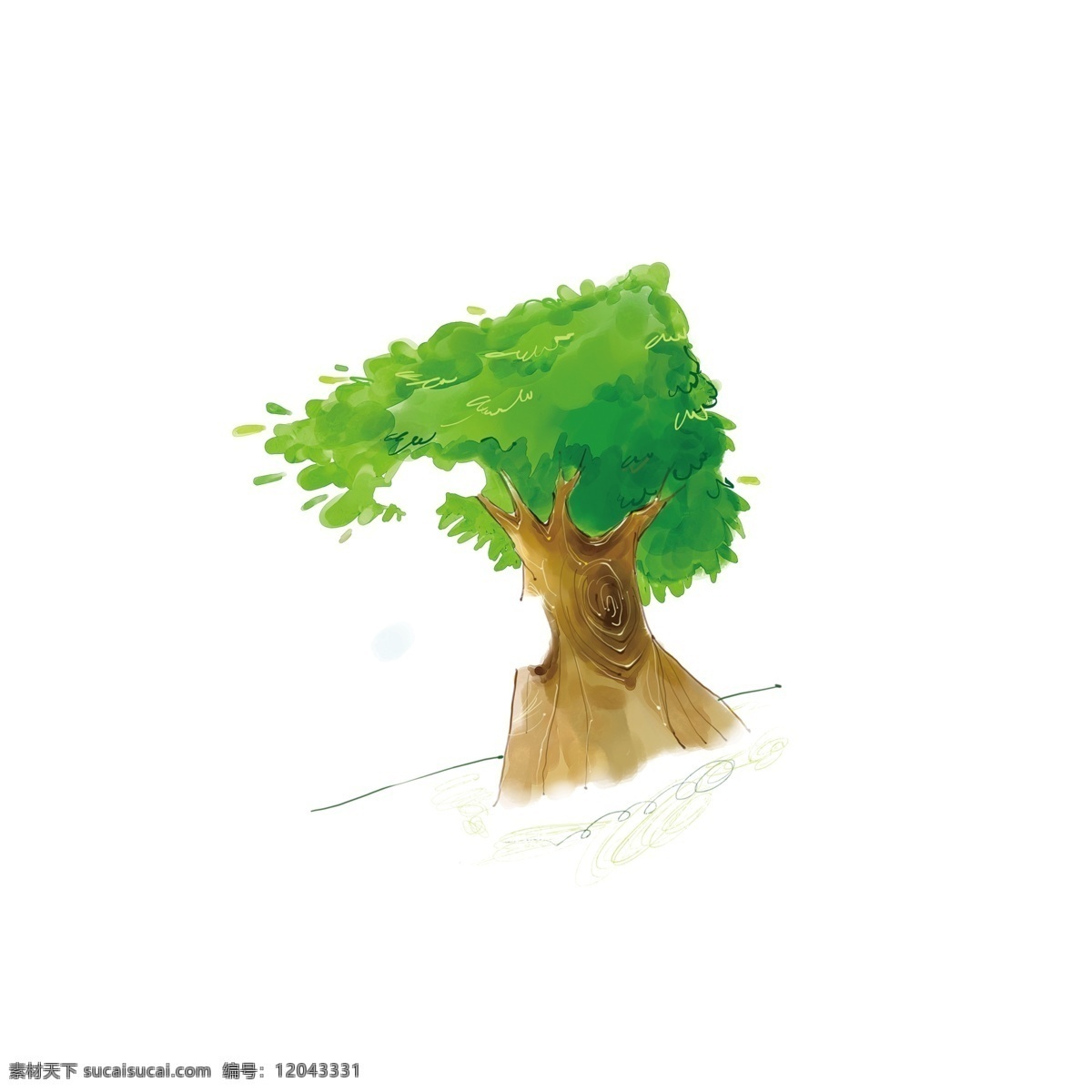 彩绘 原创 绿树 环保 元素 免抠元素 环保素材