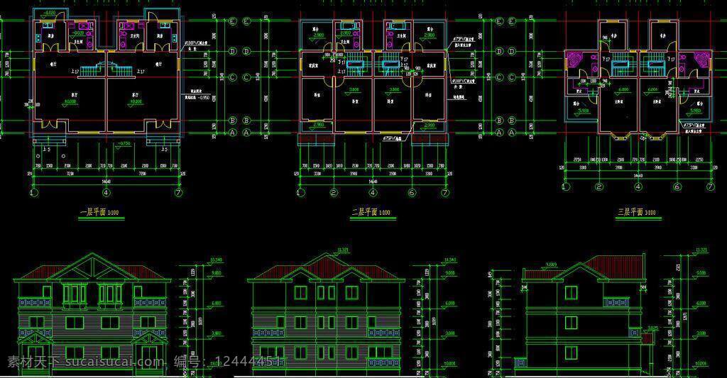 cad 别墅 公馆 环境设计 建筑设计 立面图 平面图 剖面图 施工图 室内设计 昆山 银 泰 花园 联体 dwg 图纸 装修 装饰 私宅 别业 别墅图纸大全 源文件 cad素材 室内图纸