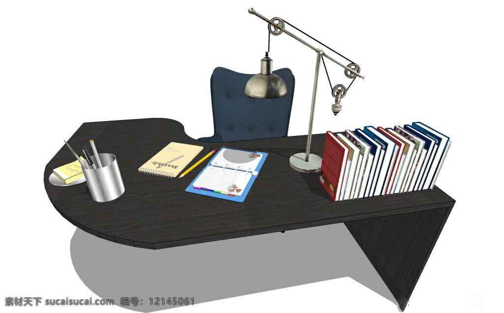 办公室 3d 模型 综合 效果图 黑色 办公桌 综合模型 模型效果图 3d模型
