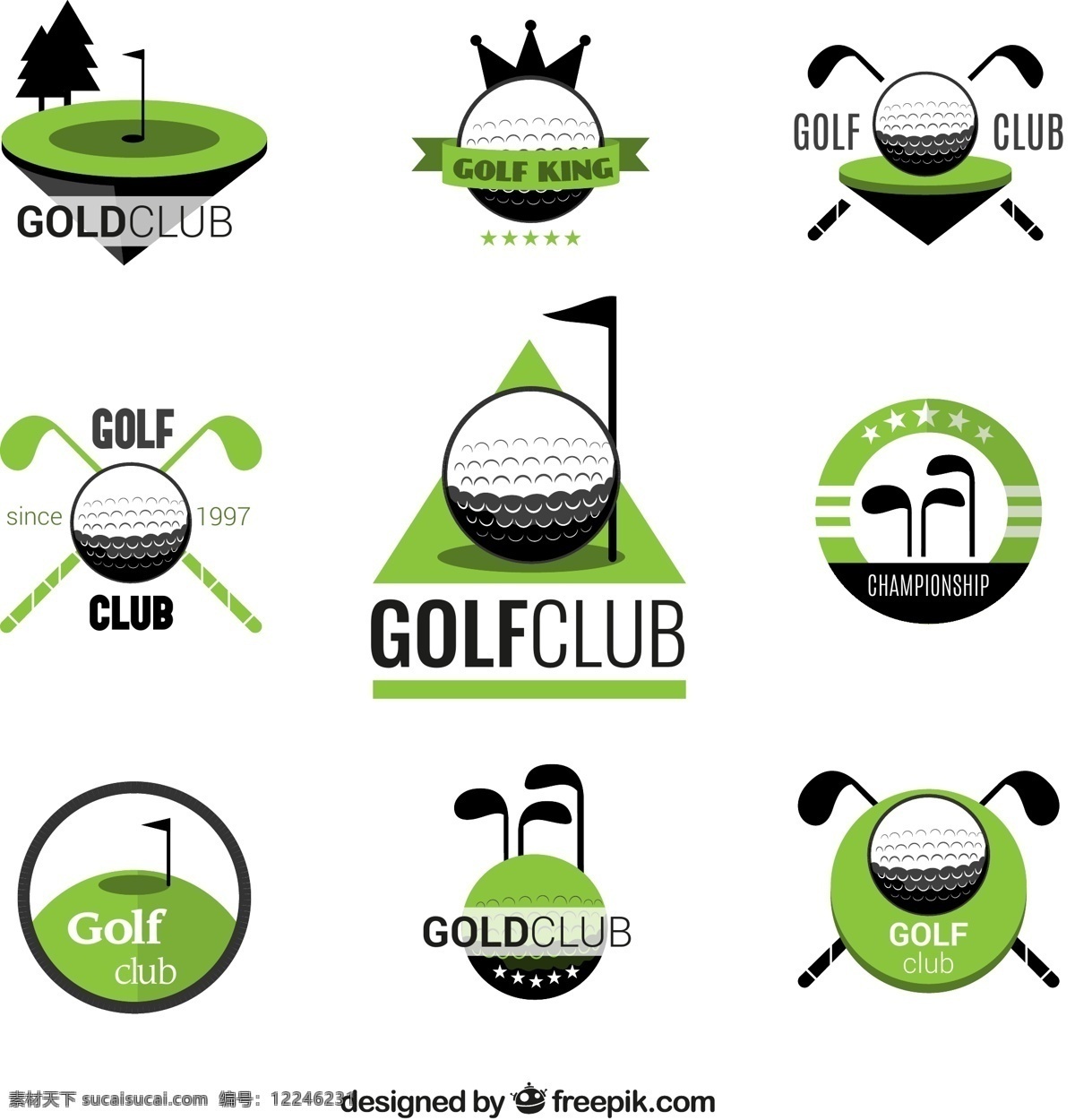 款 精致 高尔夫 俱乐部 标志 矢量图 白色