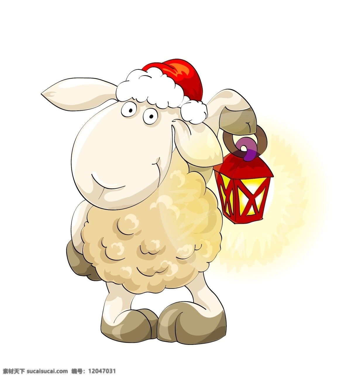 卡通 举 灯 绵羊 矢量 羊 举灯 提灯 古典 灯光 动物 圣诞帽 节日 插画 背景 海报 贺卡 卡片 矢量动物 生物世界 野生动物