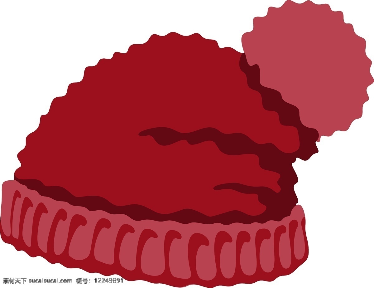 矢量 红色 帽子 元素 手绘 冬季 ai元素 免扣元素 红色毛线帽