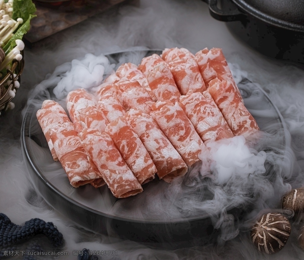 美食 火锅 鱼片 食物 肉 卷 食 材 肉卷 食材 餐饮美食 传统美食