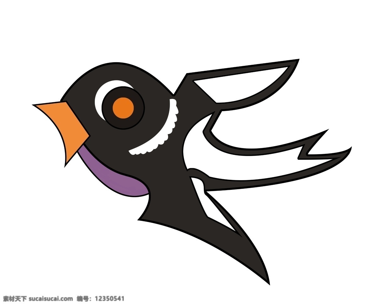 可爱 黑色 小燕子 插画 卡通燕子 动物 黑色的小燕子 刚出 窝 学 飞行 大眼睛的燕子