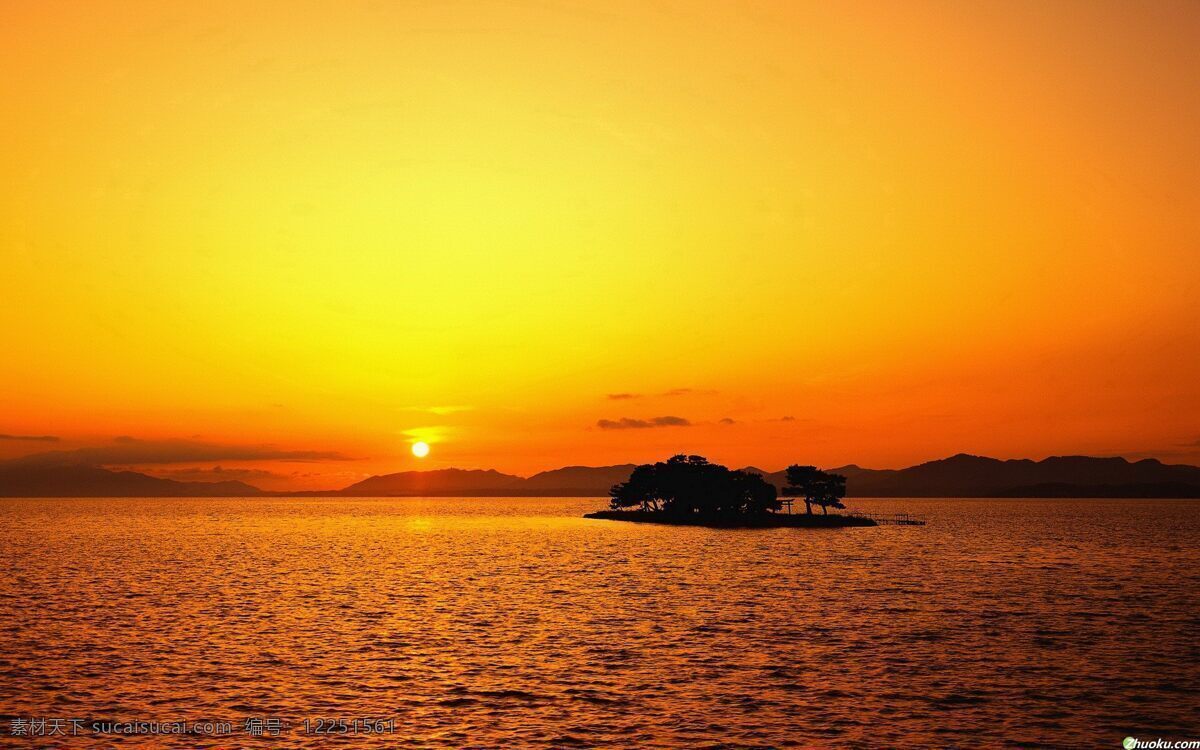 夕阳 黄昏 海面 自然风景 自然景观