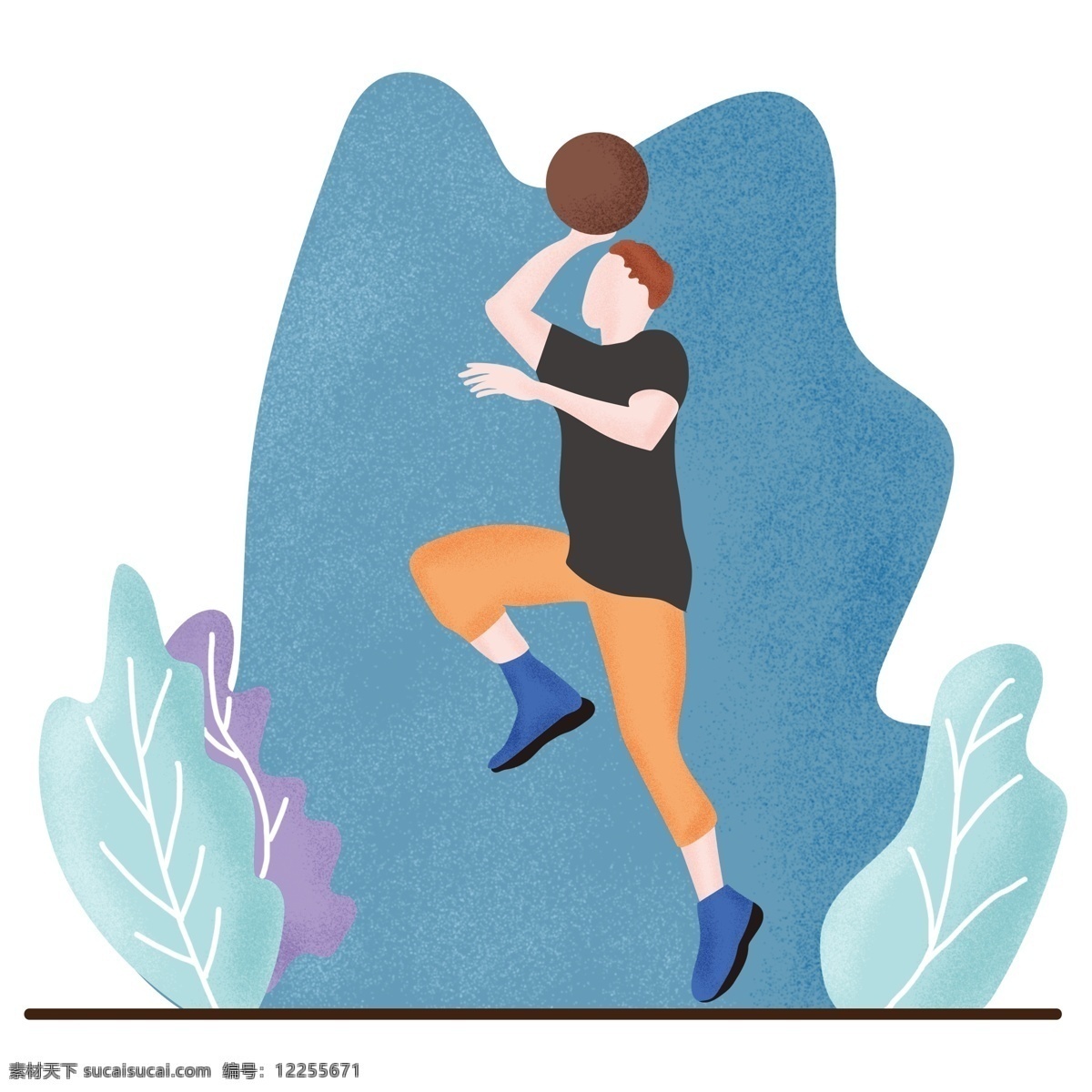 卡通 扁平 风 篮球 男孩 生活方式 人物 健康 健美 健身 塑形 彩色 慢跑 活动 跑步 运动