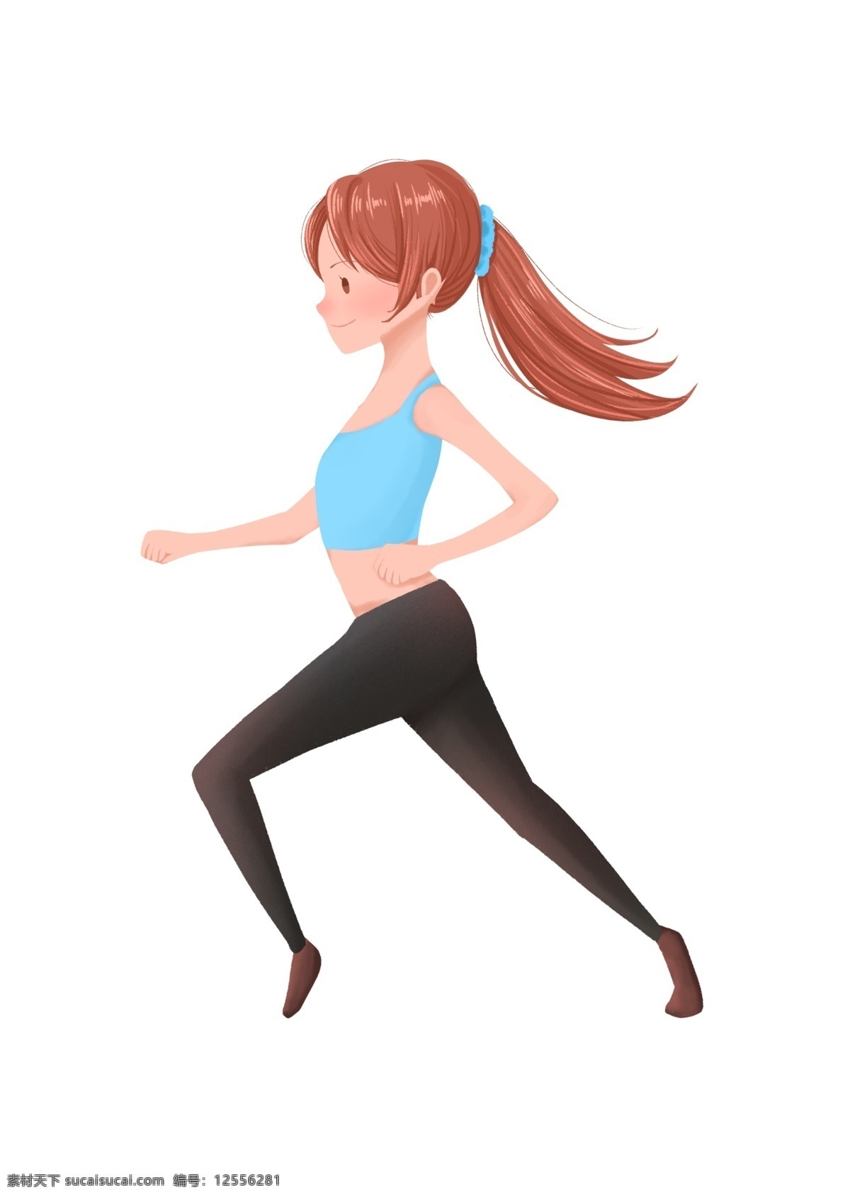 健身女孩 健身 运动 女孩 插画 跑 分层 人物