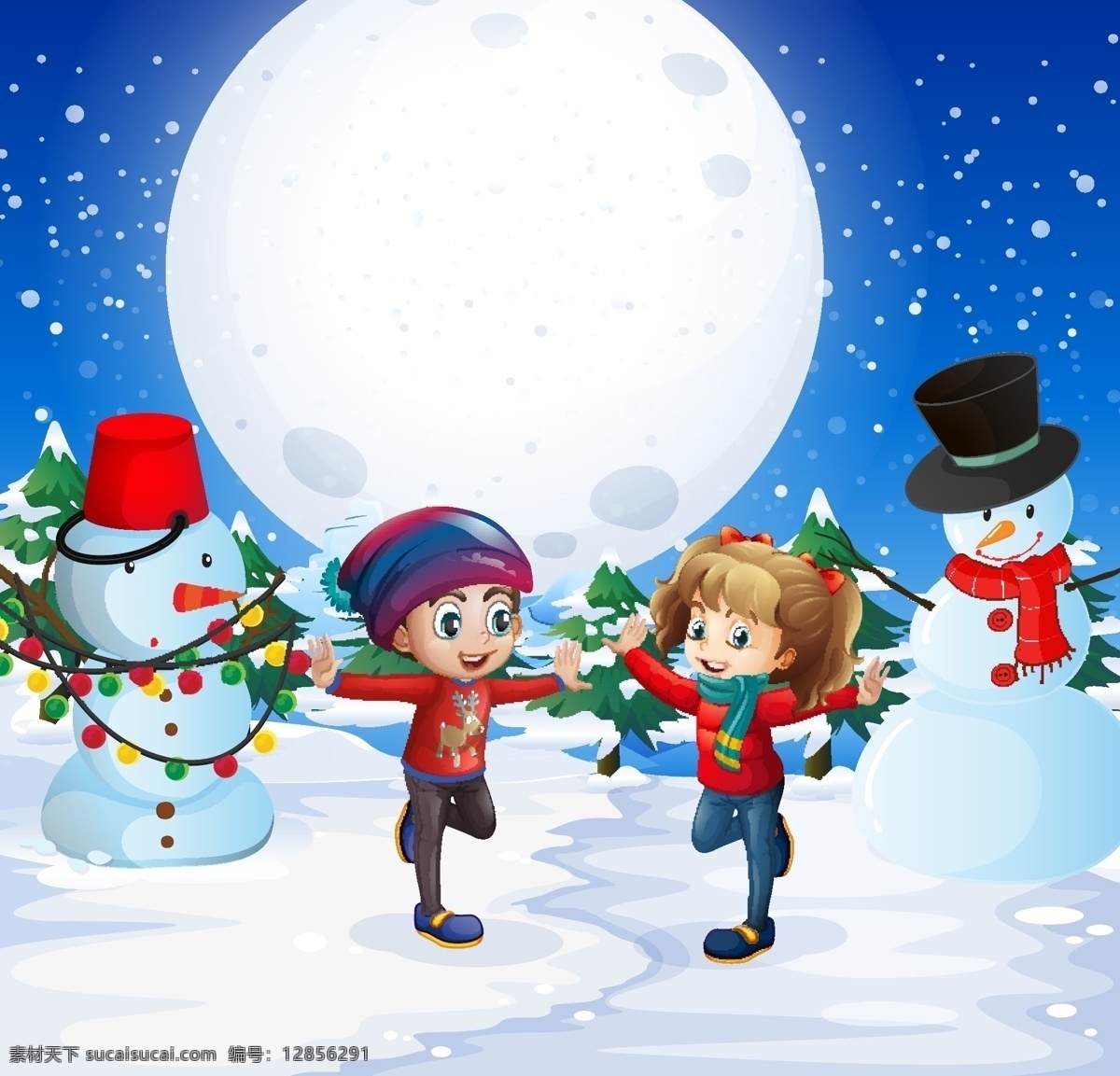 卡通圣诞节 插画 冬季 冬雪 雪人 雪景 雪地 冬天 圣诞 圣诞节 圣诞节快乐 快乐 儿童 学生 冬天背景 卡通儿童 卡通设计