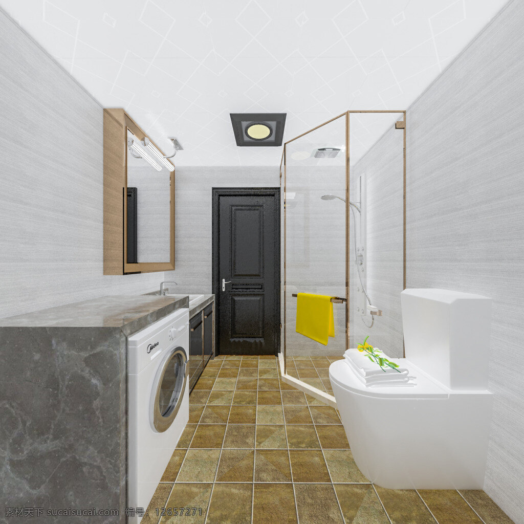 简约 浅 灰色 卫生间 效果图 模型 卫生间效果图 浴室效果图 浴室