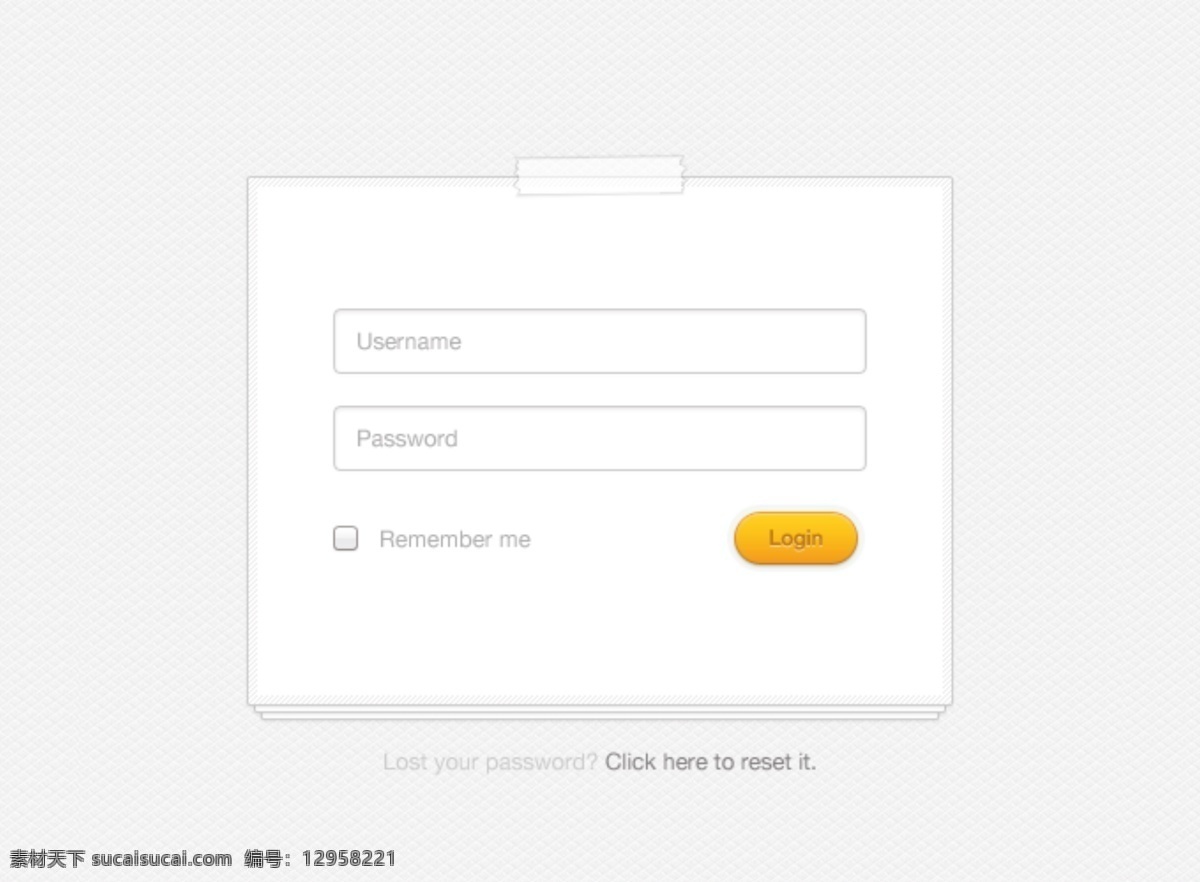 干净 登录 表单 按钮 清洁 纹理 用户界面 形式 灰色的 黄色的 psd源文件