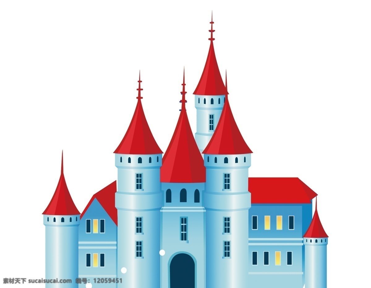 卡通城堡 城堡kt板 kt板背景 红顶城堡 浅蓝城堡背景 设计源文件 卡通设计